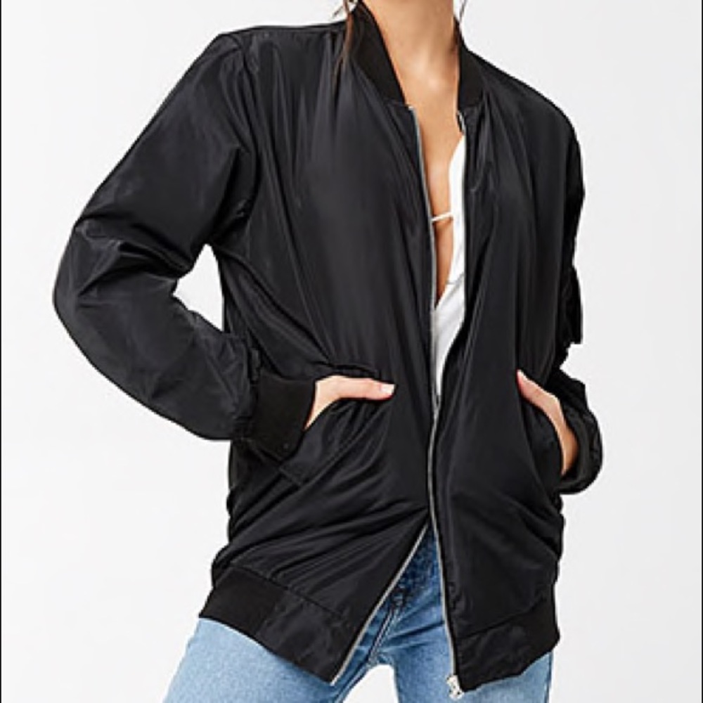 Forever 21 Activewear USA Longline Bomber Jacket